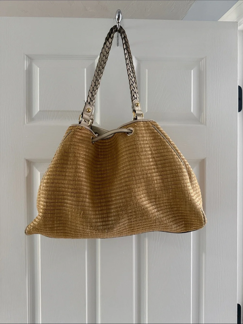 Gucci Tan Woven Tassel Hobo Shoulder Bag